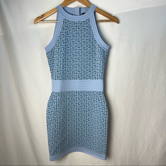 💋NWT balmain monogram knit mini dress in blue - Picture 8 of 10